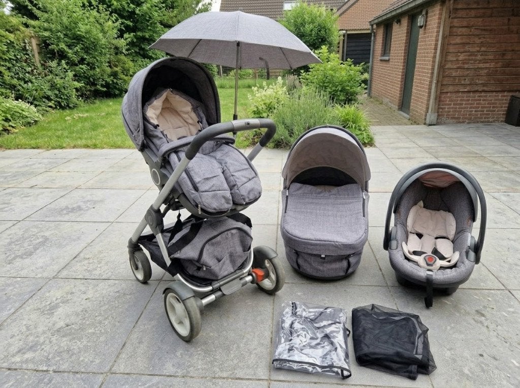 Stokke Crusi 3-in-1 Luxe Combiwagen | Grey Melange, Enfants & Bébés, Autres marques, Poussette combi, Voiture duo, Enlèvement
