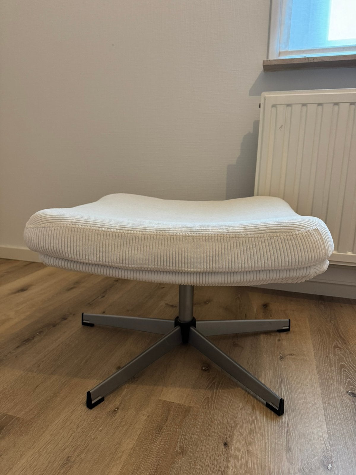 Vintage IKEA LUNNA voetenbank – wit ribstof, Ophalen, Zo goed als nieuw