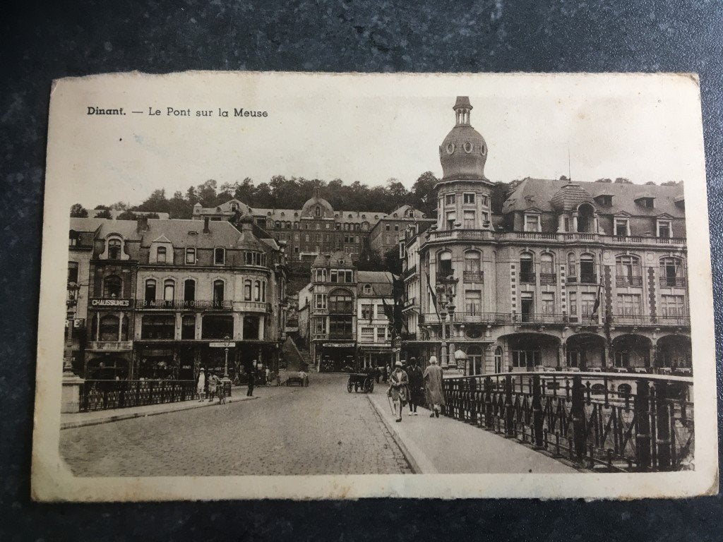 postkaart Dinant - brug over de Maas, Ophalen of Verzenden, Namen