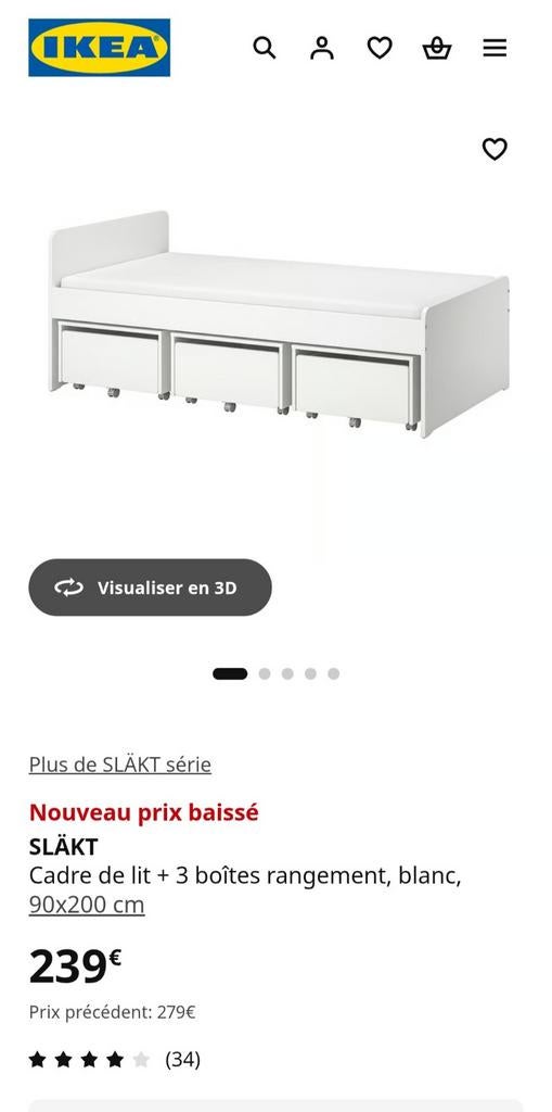 IKEA SLAKT 1-persoonsbed