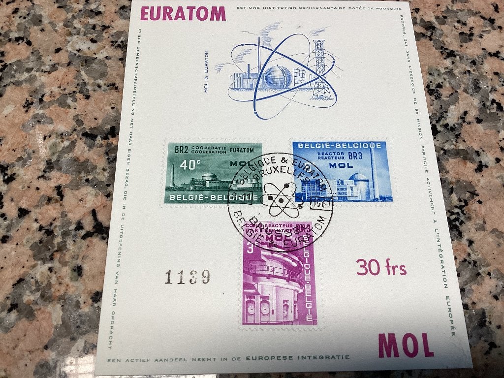 EURATOM souvenirvel uit 1961, Met stempel, Europa, Ophalen of Verzenden, Gestempeld