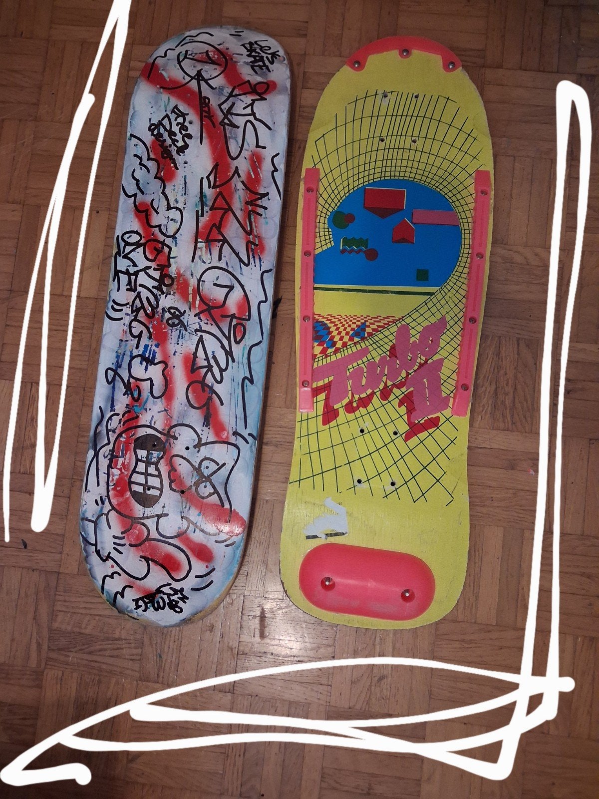 2 skate decks, Sport en Fitness, Verzenden, Zo goed als nieuw, Skateboard