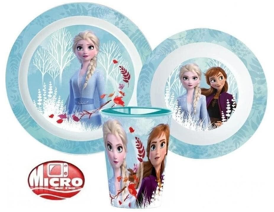Disney Frozen Kinderservies met Beker - Magnetron - 3 Delig, Ophalen of Verzenden, Nieuw