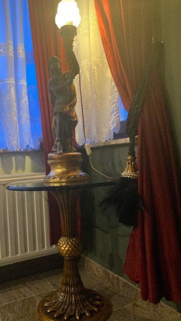 bijzettafel Bergers interieurs pineapple zonnebloem zgst, Ophalen, Maison Jansen Hollywood Regency, Rond, Zo goed als nieuw