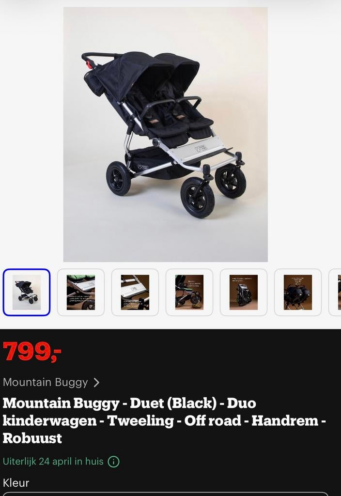 Mountain Buggy Duet 2026 + Reiswieg – Zo goed als nieuw!, Ophalen of Verzenden, Zo goed als nieuw