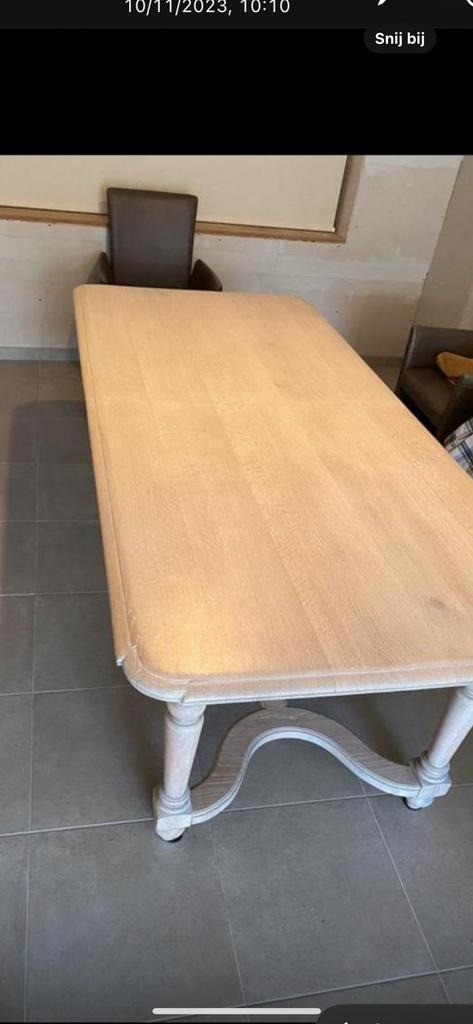 Eiken white wash tafel, Enlèvement, Comme neuf