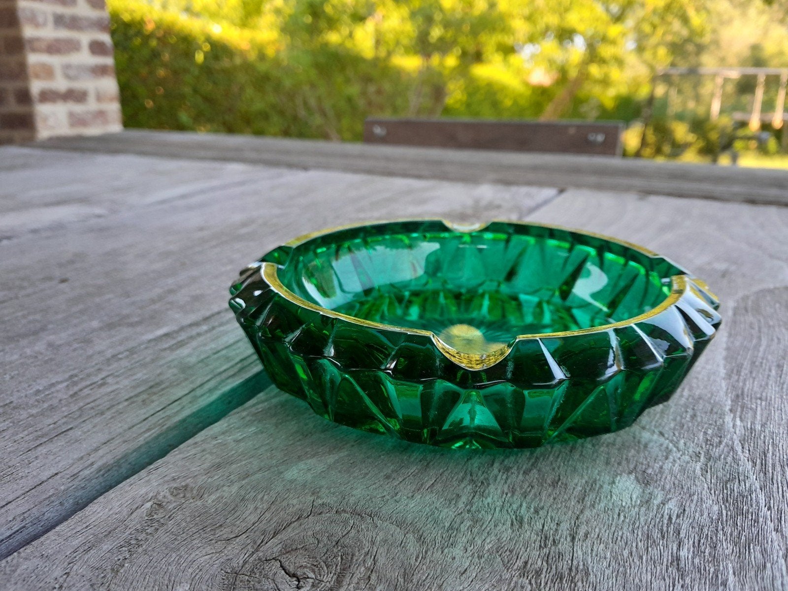 Smaragdgroene vintage Luminarc Prism asbak, Antiek en Kunst, Antiek | Glaswerk en Kristal, Ophalen