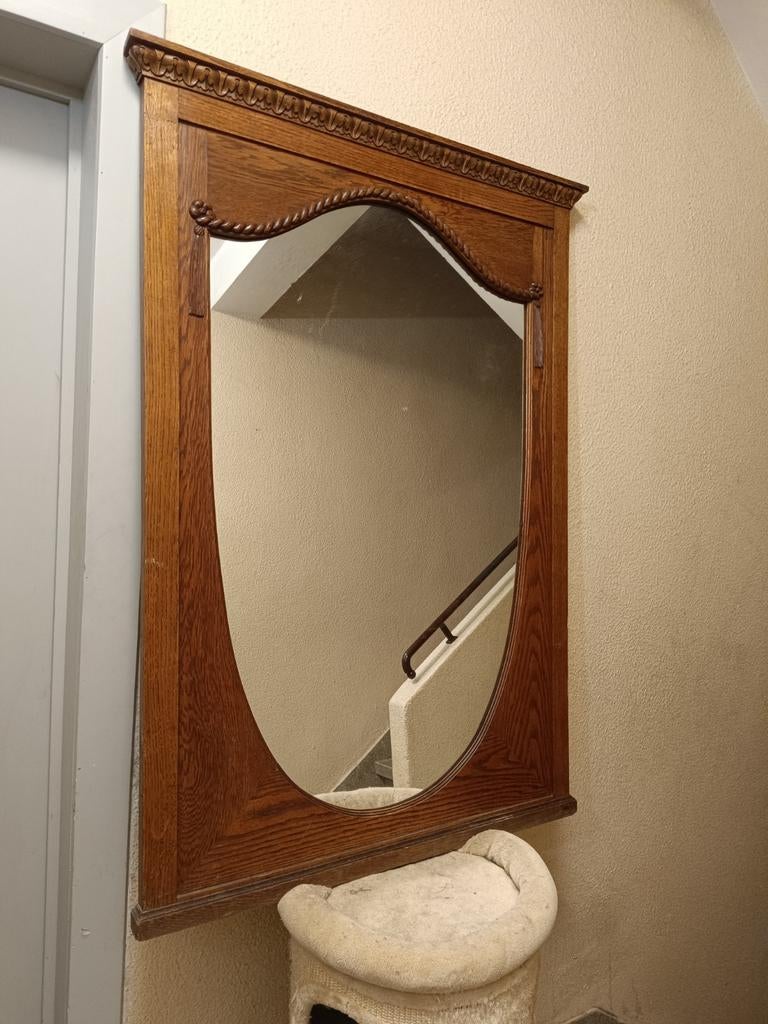 Grand miroir bois sculpté en chêne massif, Enlèvement