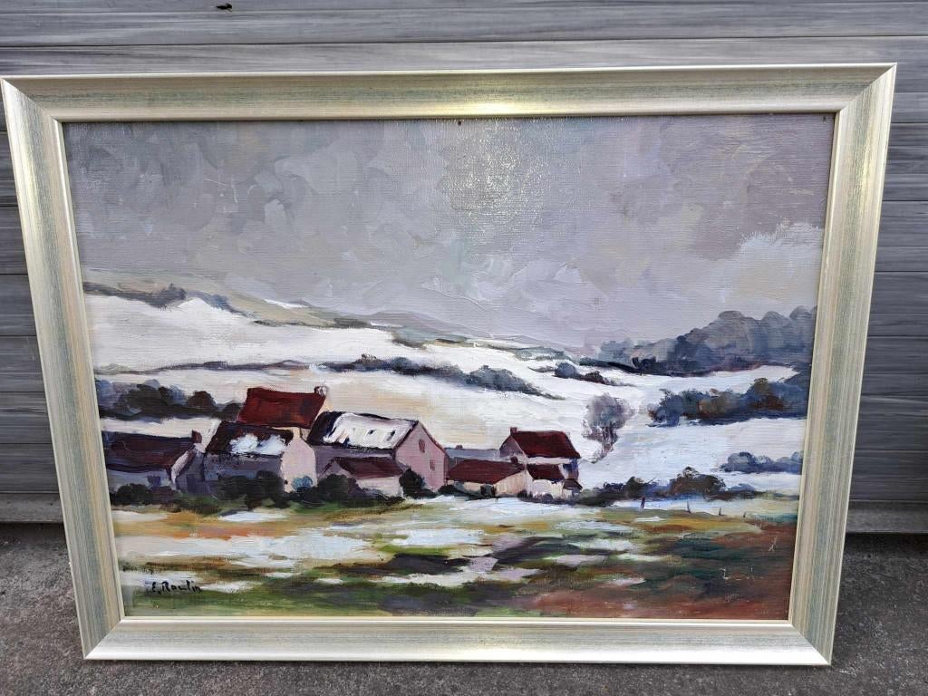 huile sur panneau paysage signe emile roulin, Antiquités & Art, Art | Peinture | Classique, Enlèvement ou Envoi
