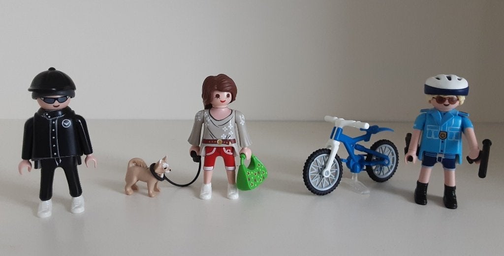 PlayMobil Police avec vélo et escroc, Enlèvement ou Envoi, Comme neuf, Kit complet, Figurines