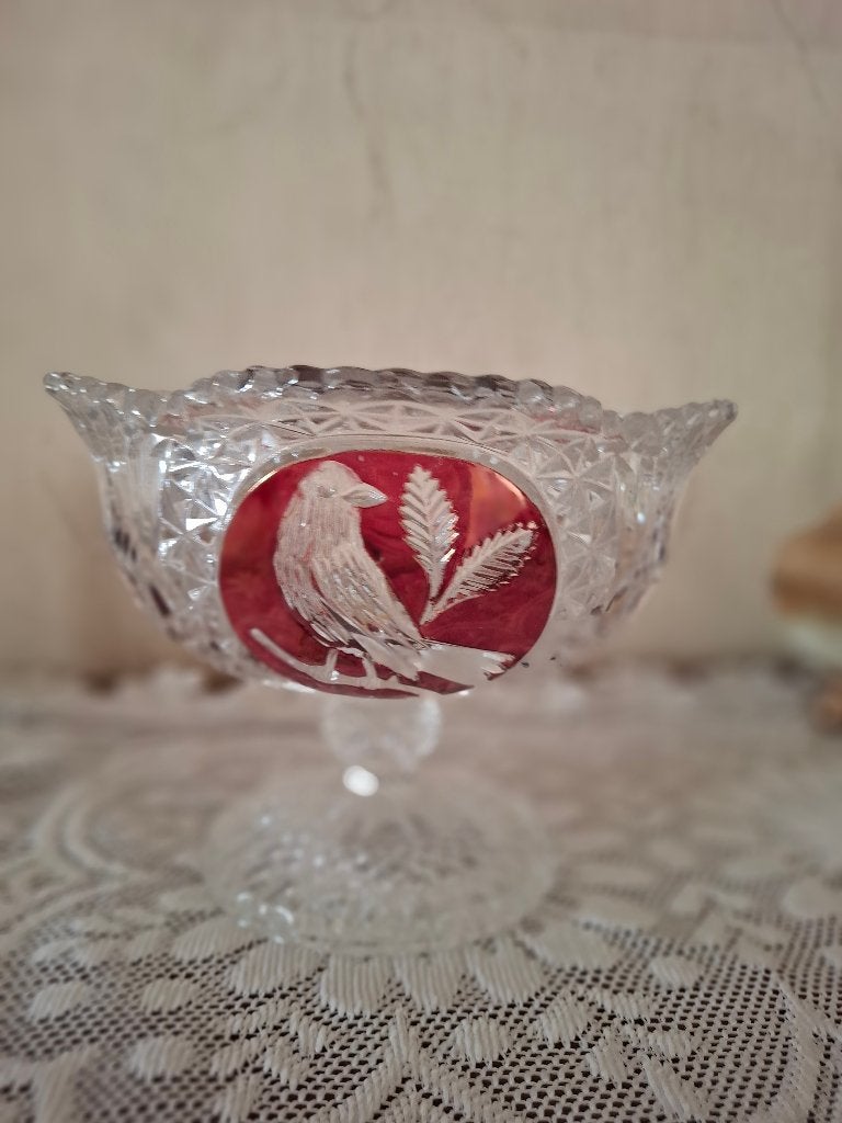 Vintage Hofbauer Byrdes Kristallen Schaal, Ophalen
