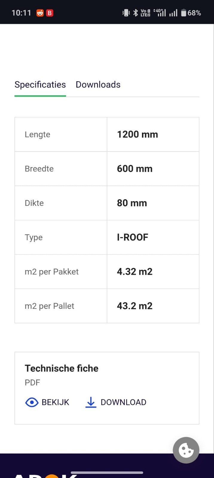 ​Idelco I-ROOF Isolatieplaten – 80 mm – 2 pakken (8,64 m²), Ophalen