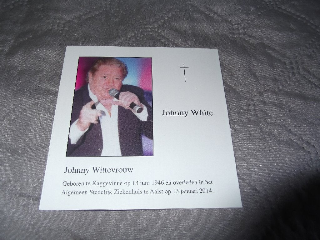 bidprentje Johnny White (zanger), Ophalen of Verzenden, Bidprentje