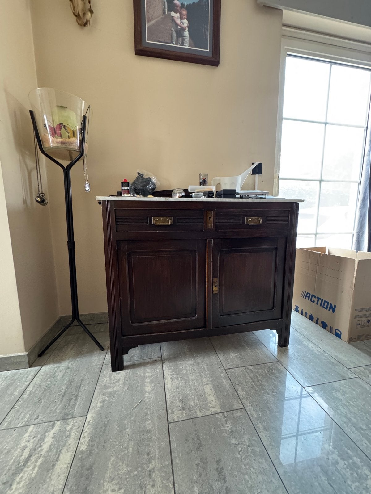 Antieke Commode/Dressoir met Marmeren Blad, Antiek en Kunst, Ophalen