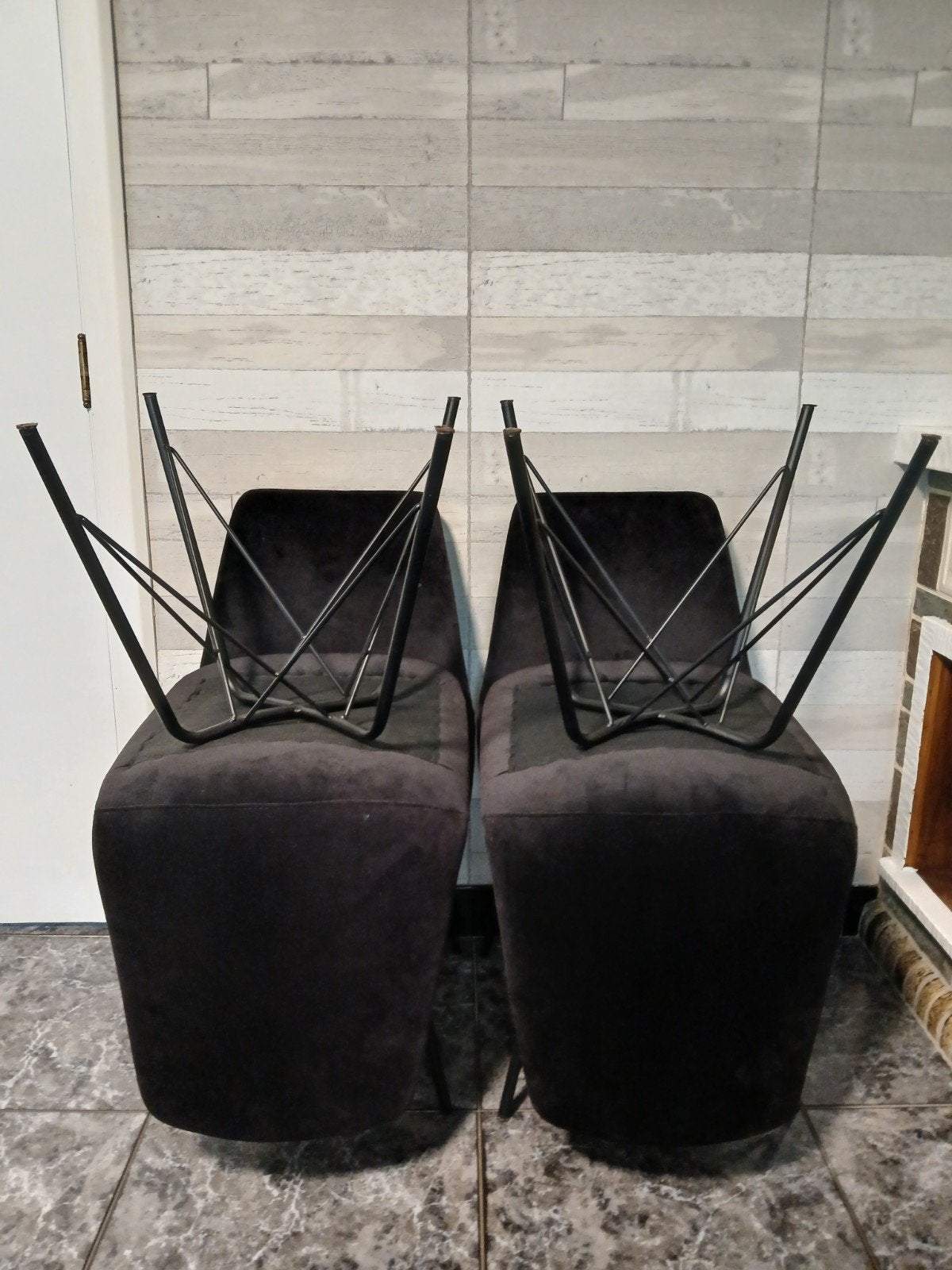 4 velvet stoelen - zwart, Huis en Inrichting, Stoelen, Ophalen