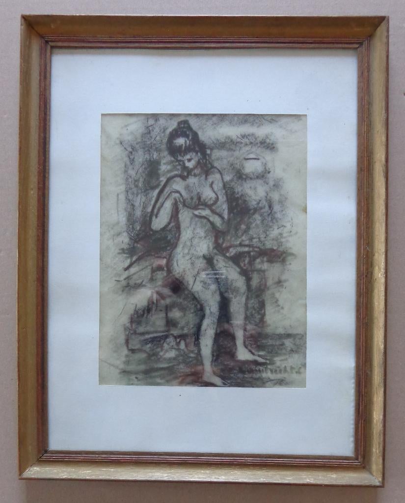 CONSTANT LAMBRECHT / NAAKTE VROUW / ORIGINEEL WERK 37x30cm, Enlèvement ou Envoi