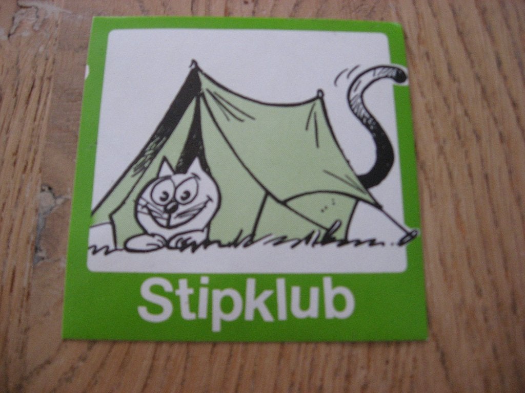 Vintage Sticker Stipklub Kat 8 x 8 cm, Verzamelen, Ophalen of Verzenden, Nieuw, Overige typen