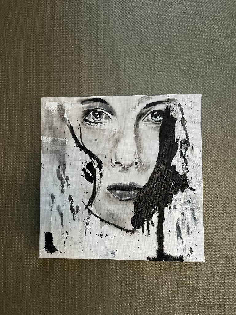 origineel schilderij "gedachte", Ophalen, Doek, Portret of Personen, Expressionistisch
