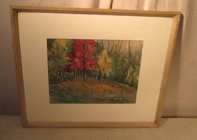 Aquarelle magnifiquement peinte « Automne dans la forêt », Enlèvement ou Envoi