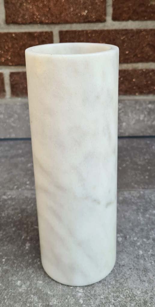 vintage vaas wit Carrara marmer, grijs gemarmerd - zie info, Ophalen, Wit