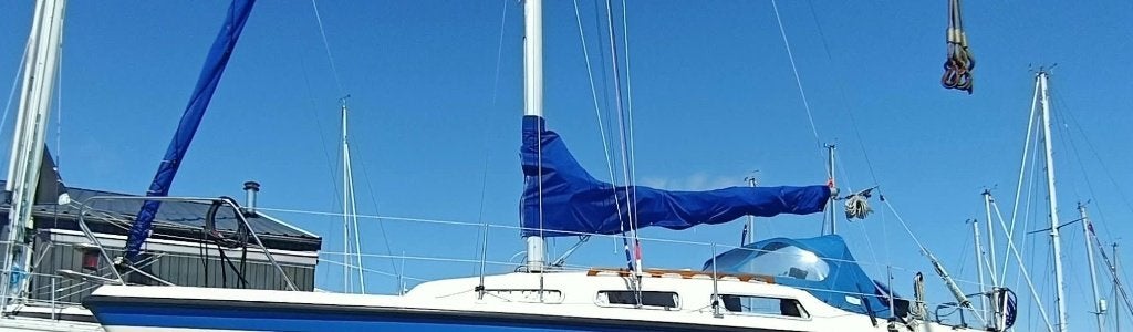 Blauwe huik Hurley 800, 6 meter of meer, Grootzeil, 15 tot 30 m², Ophalen of Verzenden