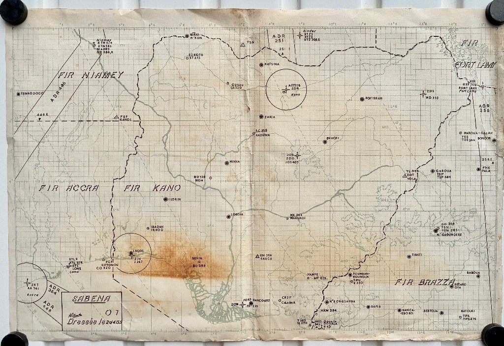 Sabena Carte FIR , Afrique de l'Ouest 1955., Envoi