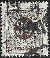1 Postzegel Zweden 1877 Cijfer in een cirkel, Enlèvement ou Envoi, Suède, Affranchi