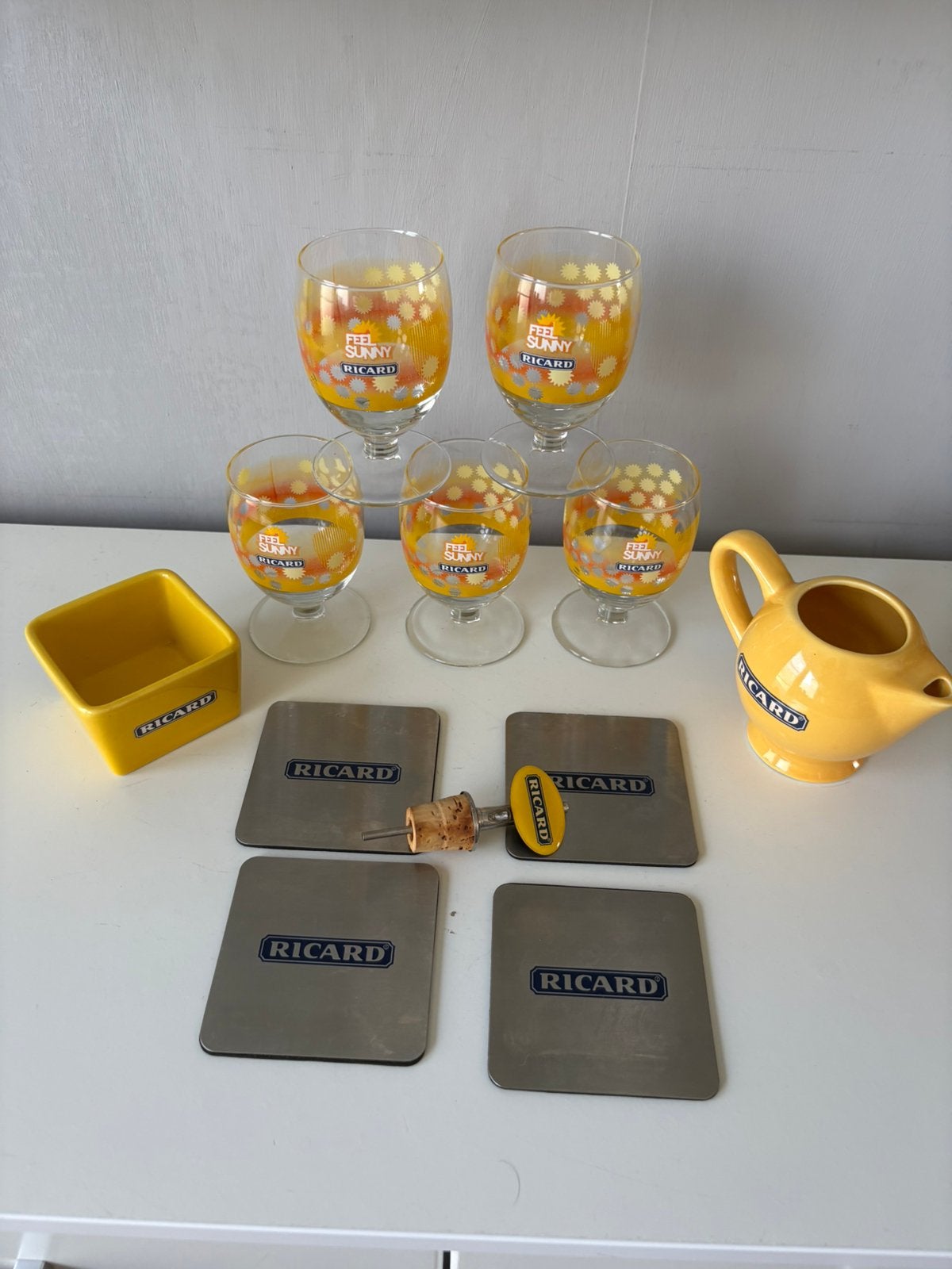 5 RICARD-glazen en artikelen, Verzamelen, Glas en Drinkglazen, Ophalen of Verzenden, Zo goed als nieuw
