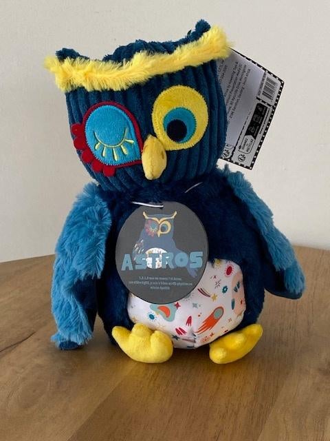 knuffel uil, Kinderen en Baby's, Speelgoed | Knuffels en Pluche, Overige merken, Overige typen, Blauw, Nieuw