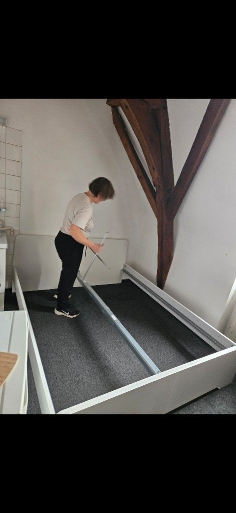 Bed, Huis en Inrichting, Slaapkamer | Bedden, Ophalen, Wit, Tweepersoons, Zo goed als nieuw