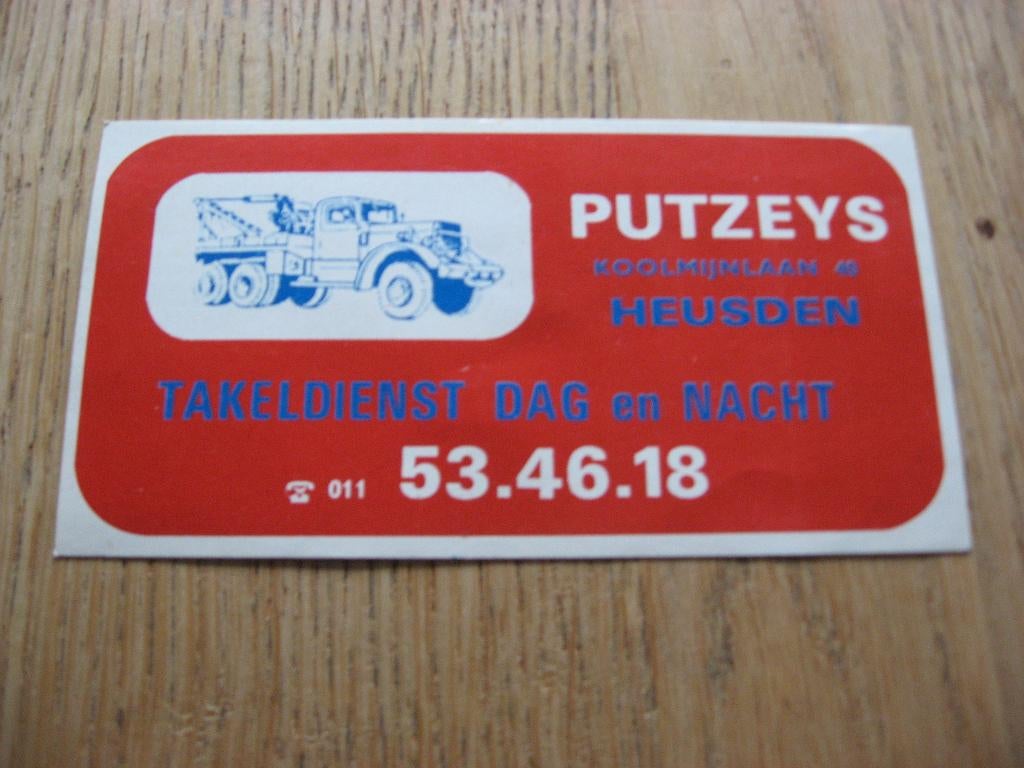 Takeldienst Putzeys Heusden 11,5 x 6 cm Sticker, Enlèvement ou Envoi, Neuf, Voiture ou Moto