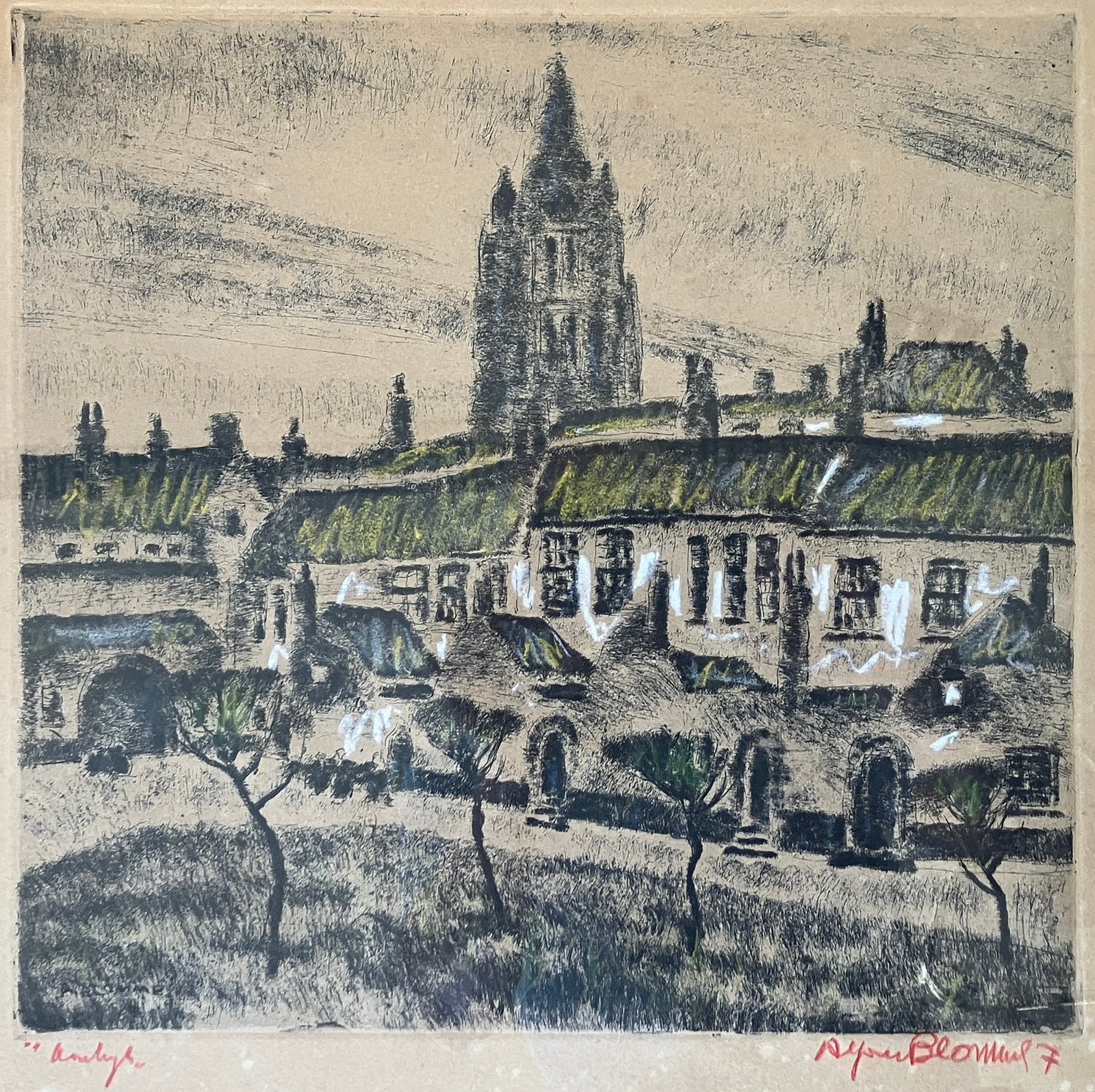 Ets Alfons Blomme (1889-1979) Kortrijk, Antiquités & Art, Enlèvement, Eau-forte