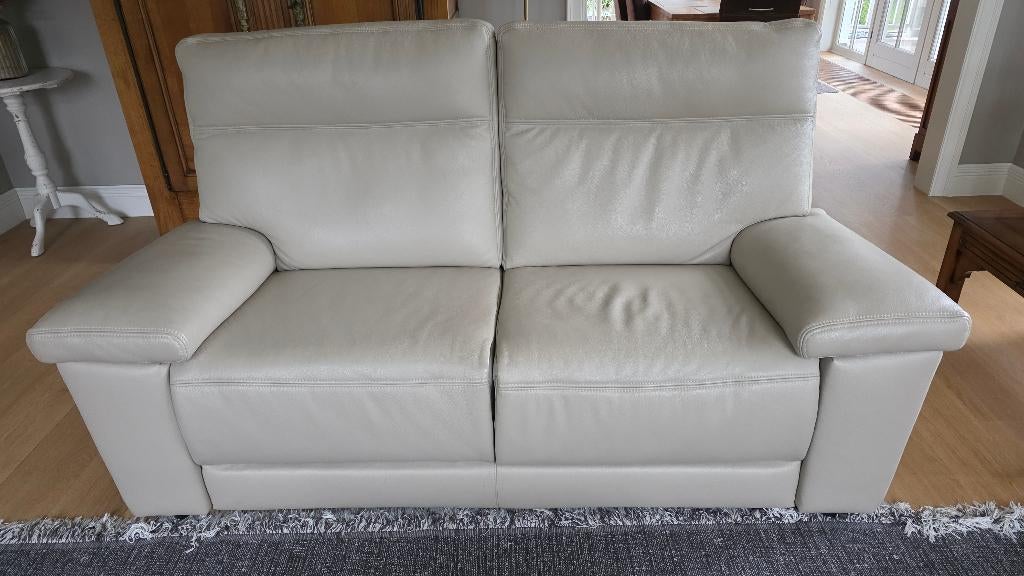 Salon en Cuir 2 x 3 pers - 2 elktr. relaxen -, 200 à 250 cm, Banc droit, Comme neuf, Enlèvement