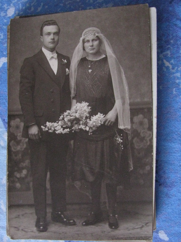Vintage bruidspaar bruiloft huwelijk foto 3, Foto, Ophalen of Verzenden, Zo goed als nieuw, Voor 1940