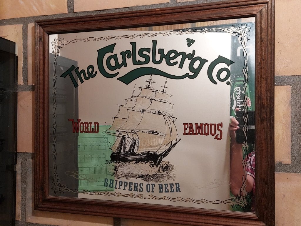 Spiegel Carlsberg, Collections, Marques de bière, Enlèvement, Utilisé, Panneau, Plaque ou Plaquette publicitaire, Autres marques
