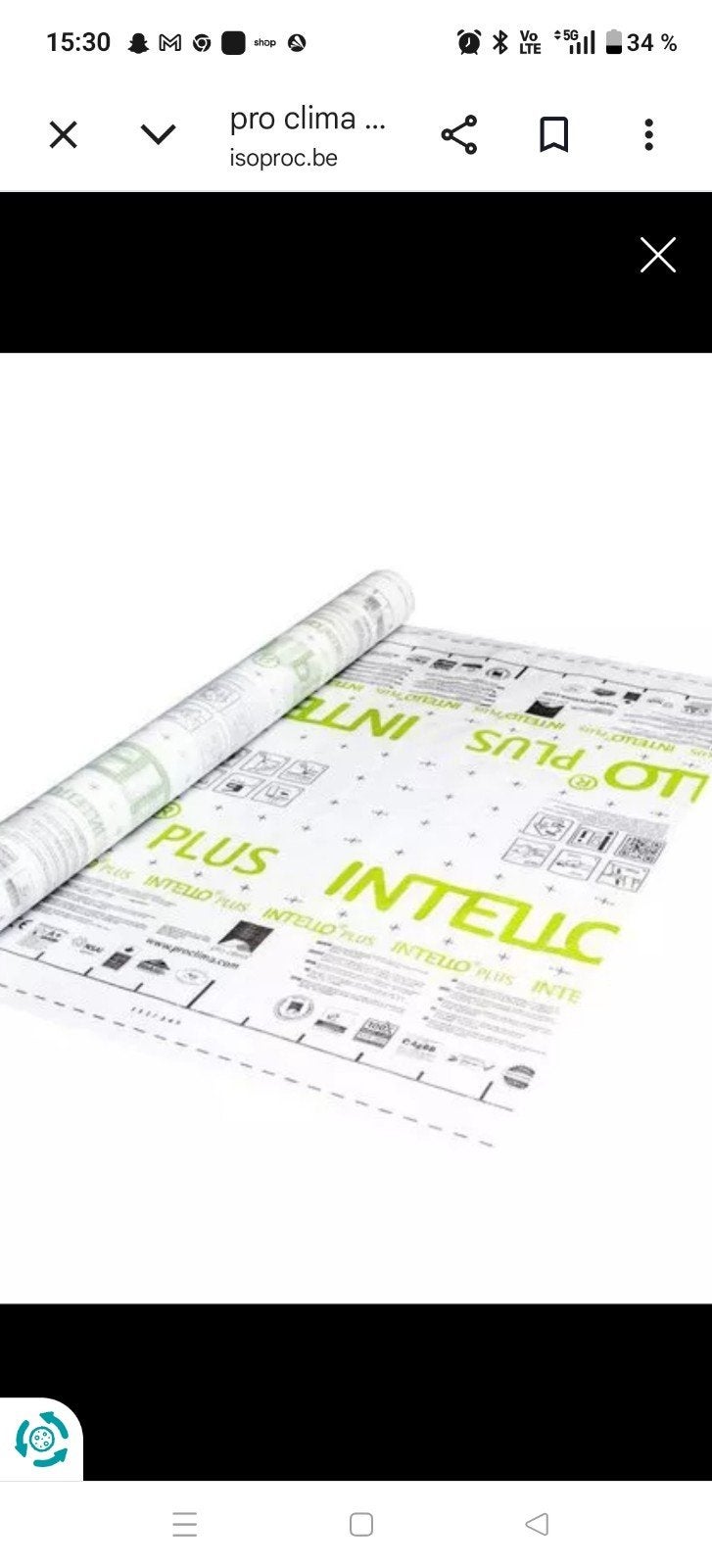 1 rouleau PARE VAPEUR  INTELLO + (75M2), Bricolage & Construction, Enlèvement