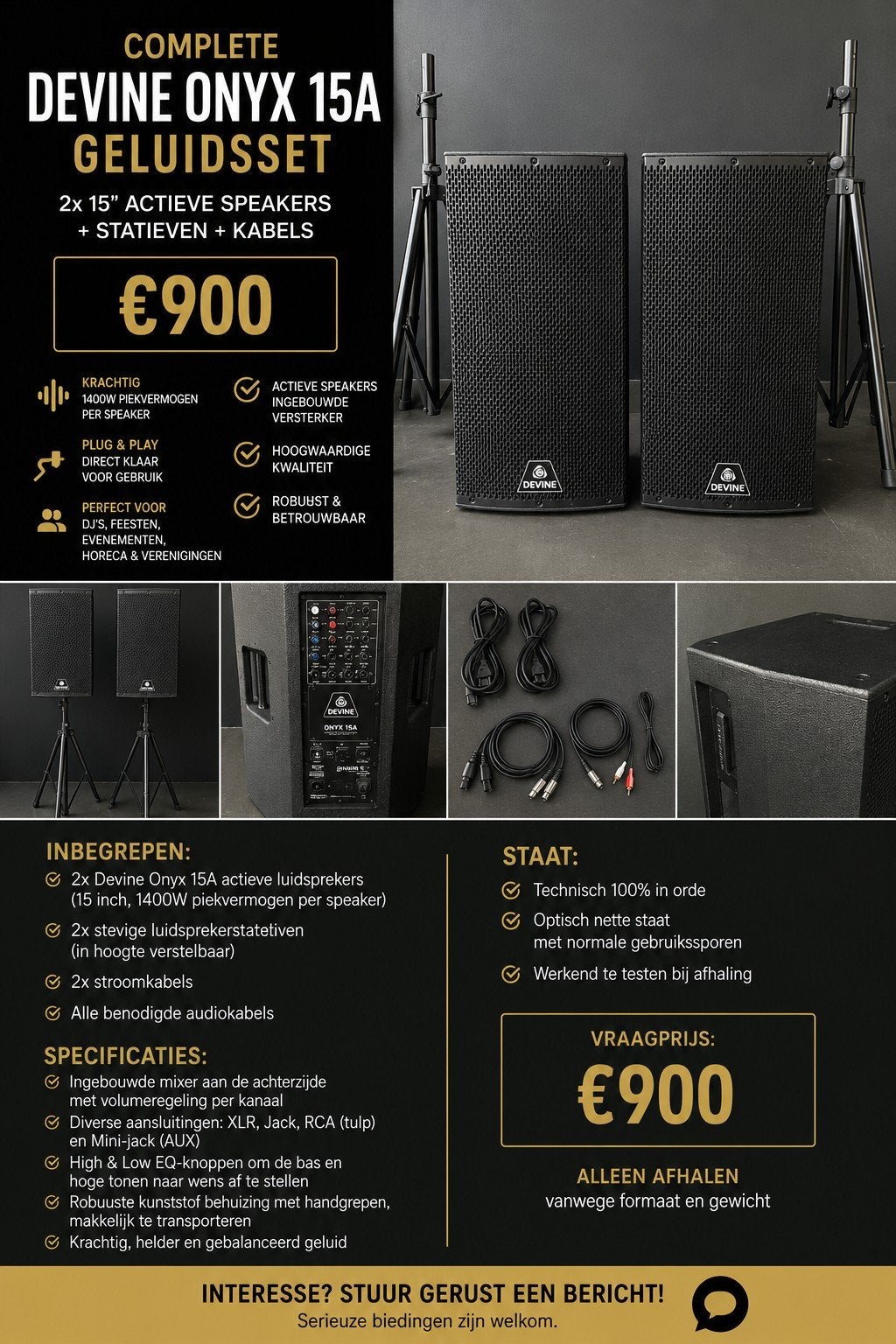 Geluidset devine onyx 15a, Enlèvement