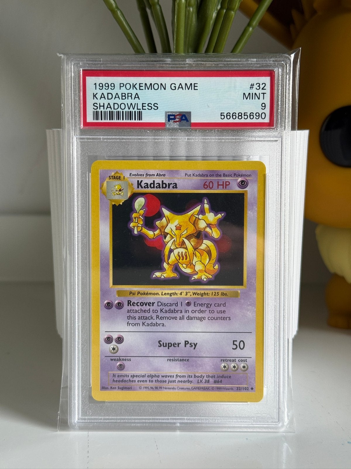 Kadabra Shadowless 32/102 PSA 9 Pokemon Base Set, Enlèvement ou Envoi, Comme neuf