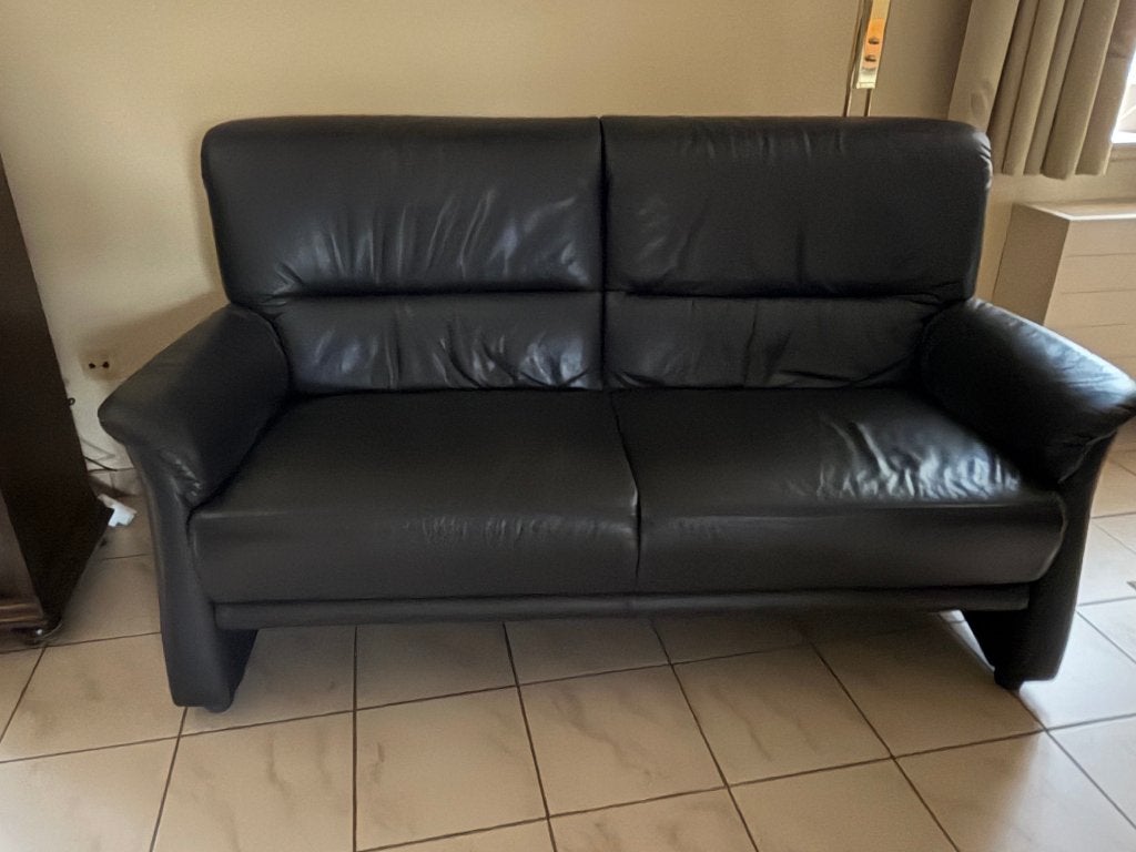 Doe een bod op lederen twee- en/of driezit, Enlèvement, Utilisé, Cuir, 125 cm ou plus