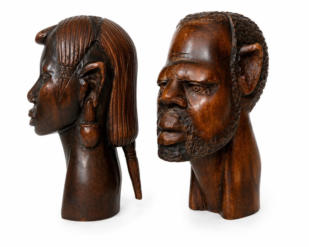 Vintage Afrikaans sculpturaal houten hoofd in tribale stijl, Antiek en Kunst, Kunst | Beelden en Houtsnijwerken, Houtsnijwerk