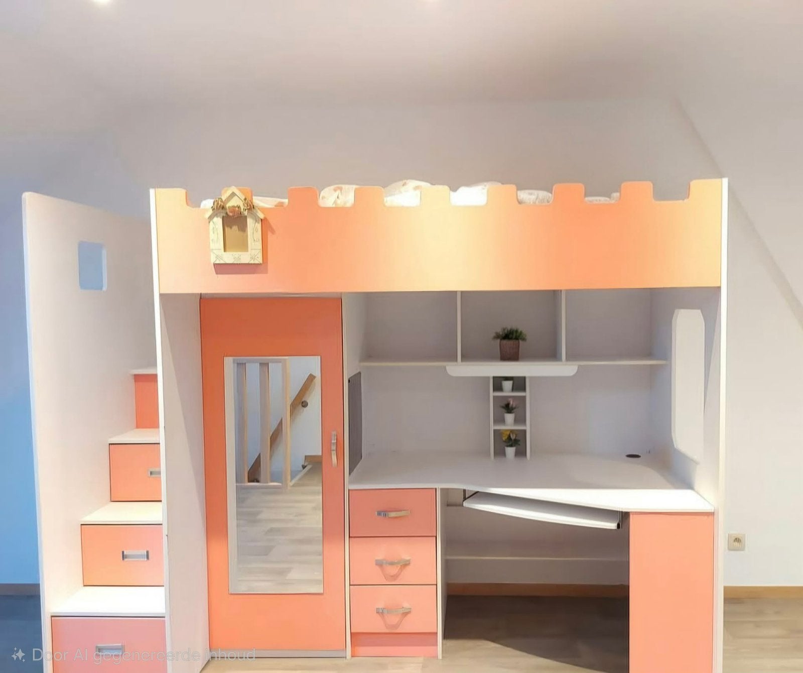 Hoogslaper met bureau te koop, Kinderen en Baby's, Kinderkamer | Stapelbedden en Hoogslapers, Ophalen, Gebruikt, Hoogslaper