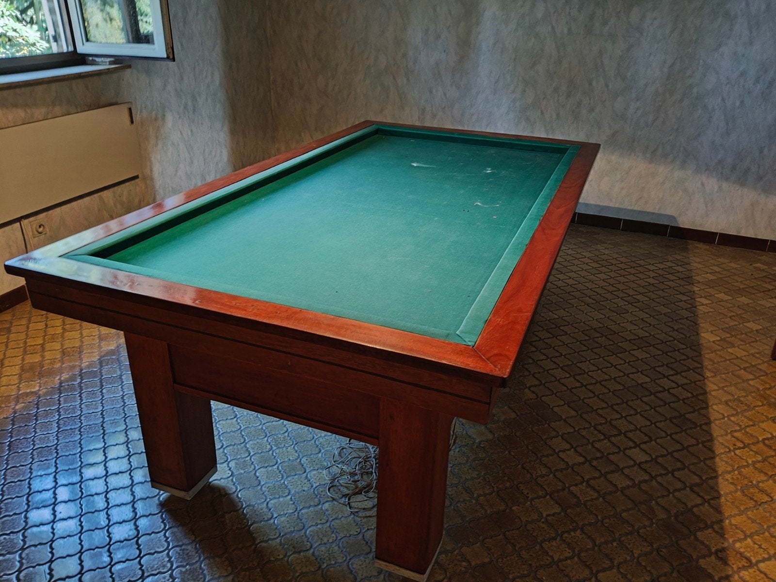 gratis 3-band biljart tafel, zelf demonteren, staat op 1ste, Sport en Fitness, Ophalen, Pooltafel