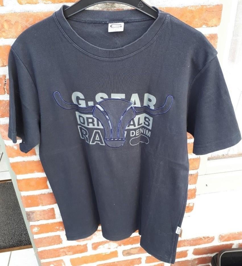 G-Star Raw Denim Heren tshirt KM-navyblauw-maat S-print, G Star RAW, Zo goed als nieuw, Maat 46 (S) of kleiner, Verzenden