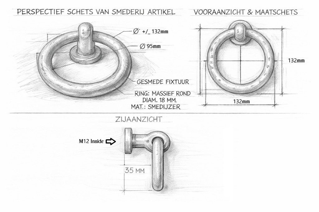 Robuuste Gesmede Aanbindring voor Paarden (M12) – Nieuw, Dieren en Toebehoren, Paarden, Met stamboom, Ontwormd, Ingeënt