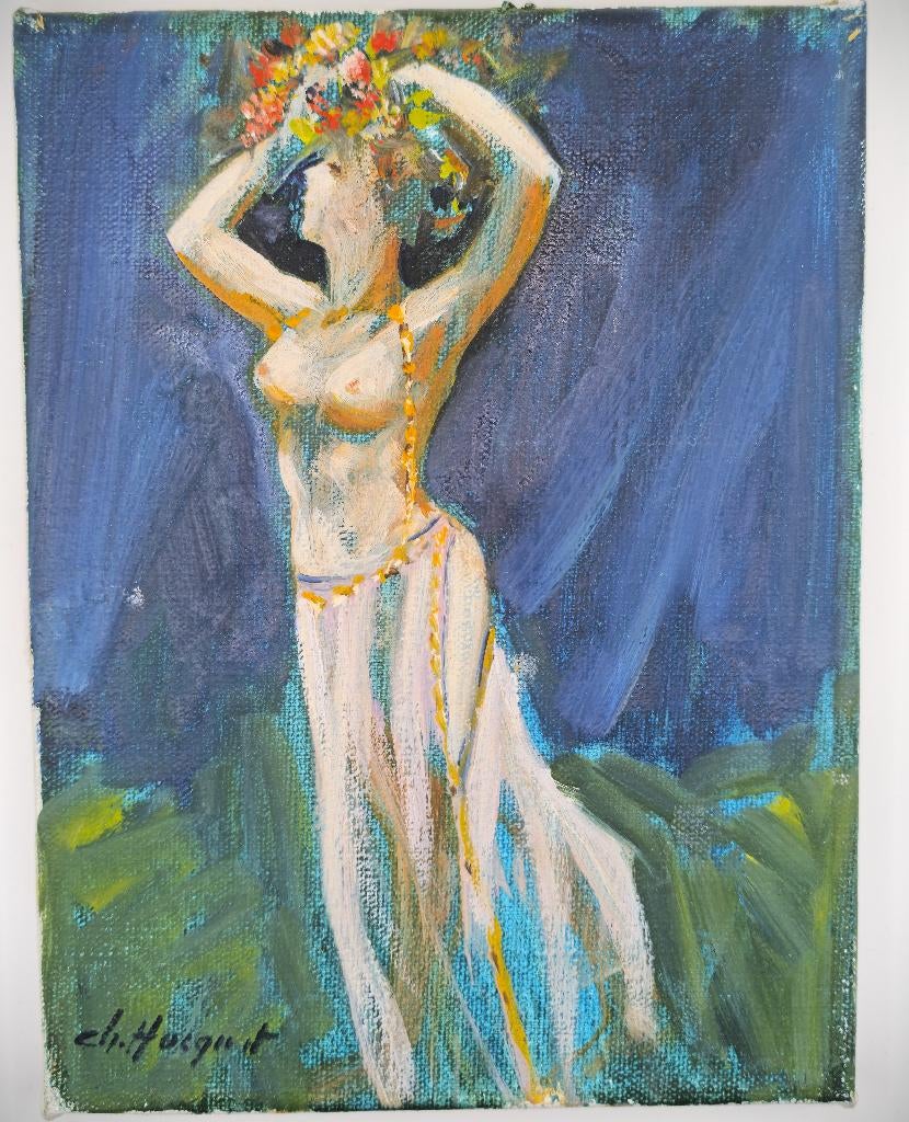 Huile sur Toile - Christian Hocquet - Nu / Danseuse, Enlèvement ou Envoi