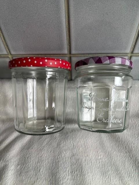 2 pots pour confiture, Maison & Meubles, Verre, Autres marques, Pot de stockage, Multicolore