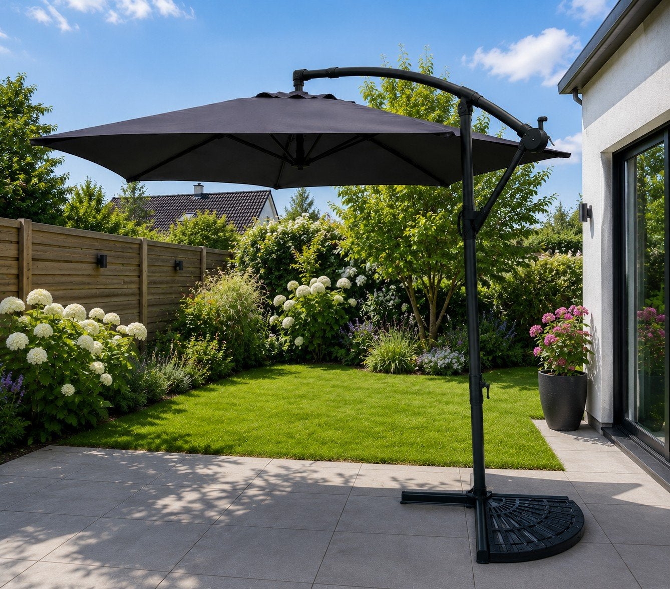 Luxe Hespéride Janeiro Zweefparasol Ø3M – 360 Draaibaar – I, Jardin & Terrasse, Neuf, 3 à 4 mètres, Enlèvement, Parasol sur pied