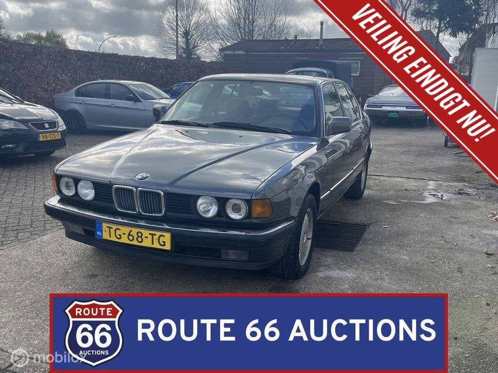 BMW 735i | 1988 | Route 66 Auctions, Auto's, Oldtimers, Zwart, Bedrijf, Handgeschakeld, Overige carrosserie