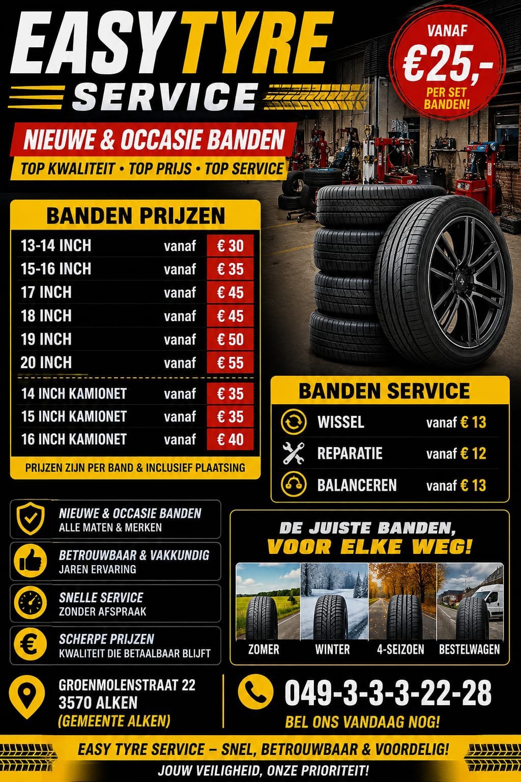 Easy Tyre Service – jouw bandenspecialist in Alken, Ophalen of Verzenden