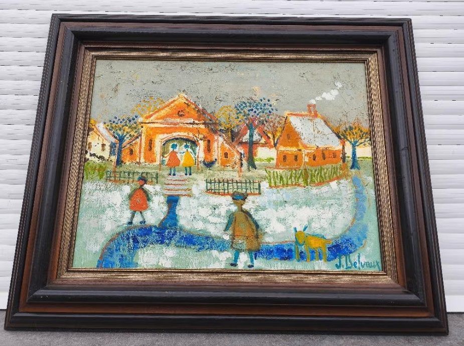 Huile sur toile signe Jacques delvaux, Enlèvement, Expressionniste, Toile